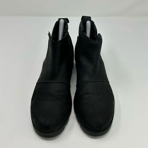 Sorel Women's Emelie Chelsea Black Leather Ankle Boots Size 7 Waterproof - Picture 5 of 13